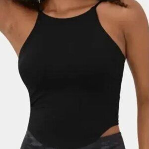 Halara Black Spaghetti Strap Curved Hem Crop Top - Size L